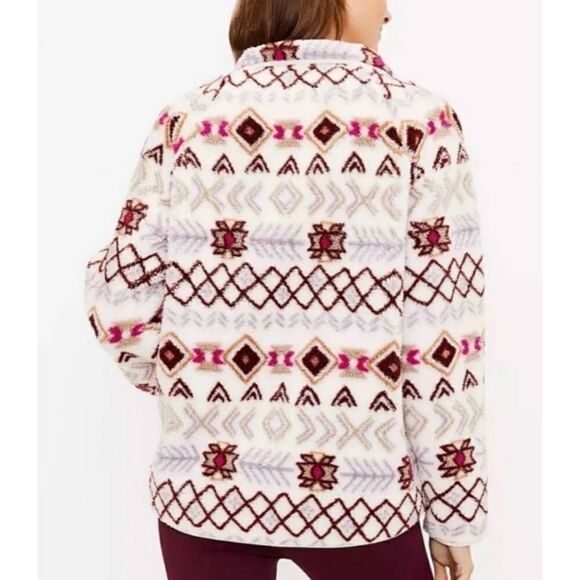 Lou & Grey Fair Isle Cozy Up Sherpa Jacket Size Large - Picture 3 of 14
